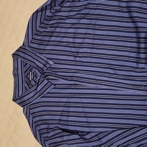 EUC Claiborne Dress Shirt Black Blue White Stripes 3XLT